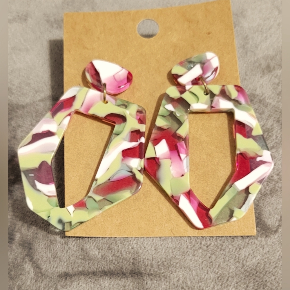 Multicolor Geometric Statement Earrings
